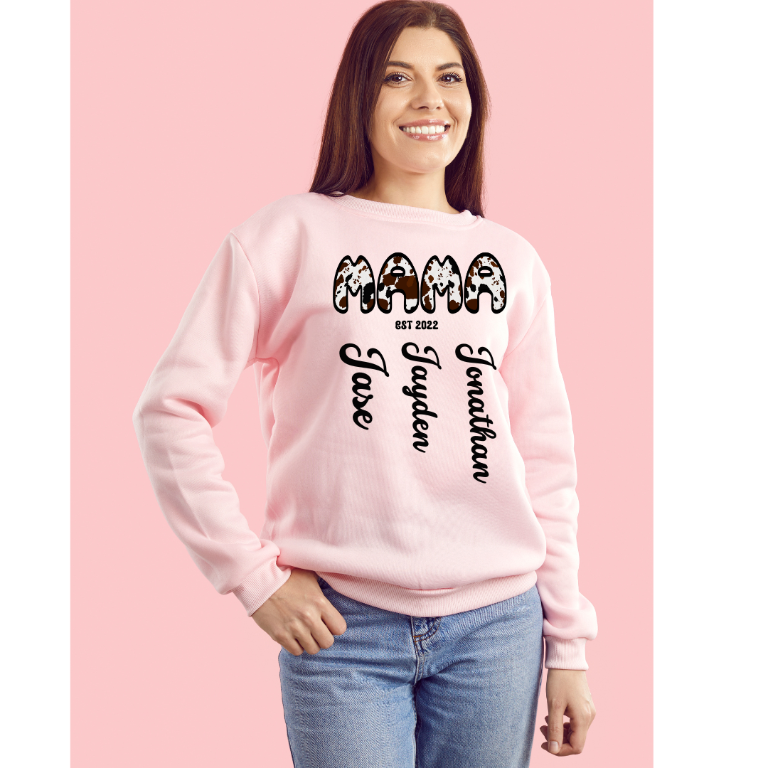 MAMA Crewneck Sweatshirt, Custom Mom Shirt, Personalized Sweater, Mother's Day Gift, Gift for Mom, Gift for Best friend