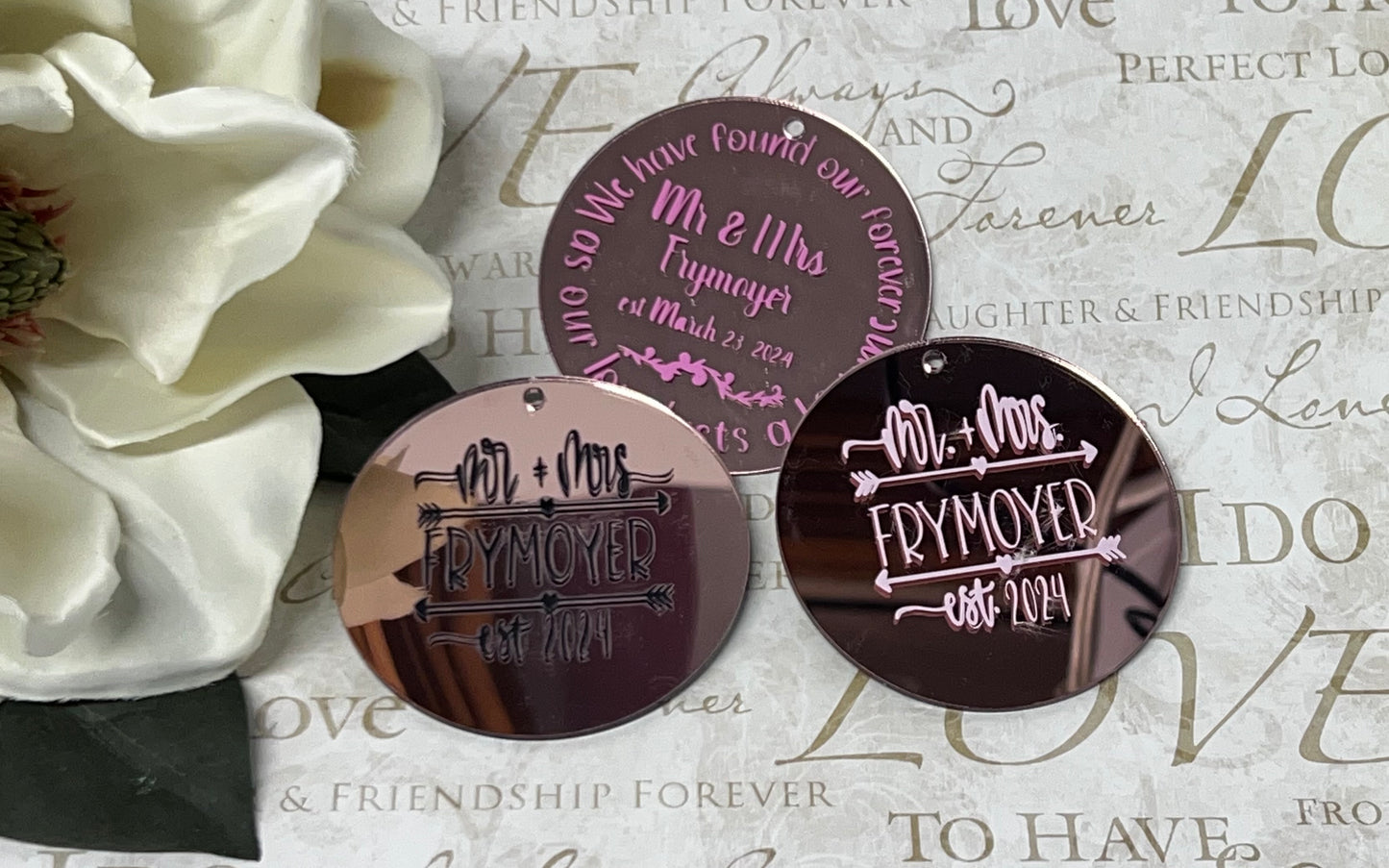Wedding Favors, Guests Wedding Gifts, Mirrored, Rose Gold, Personalized Wedding Favor, Custom Mirrored Wedding Favors, Elegant Wedding Favors